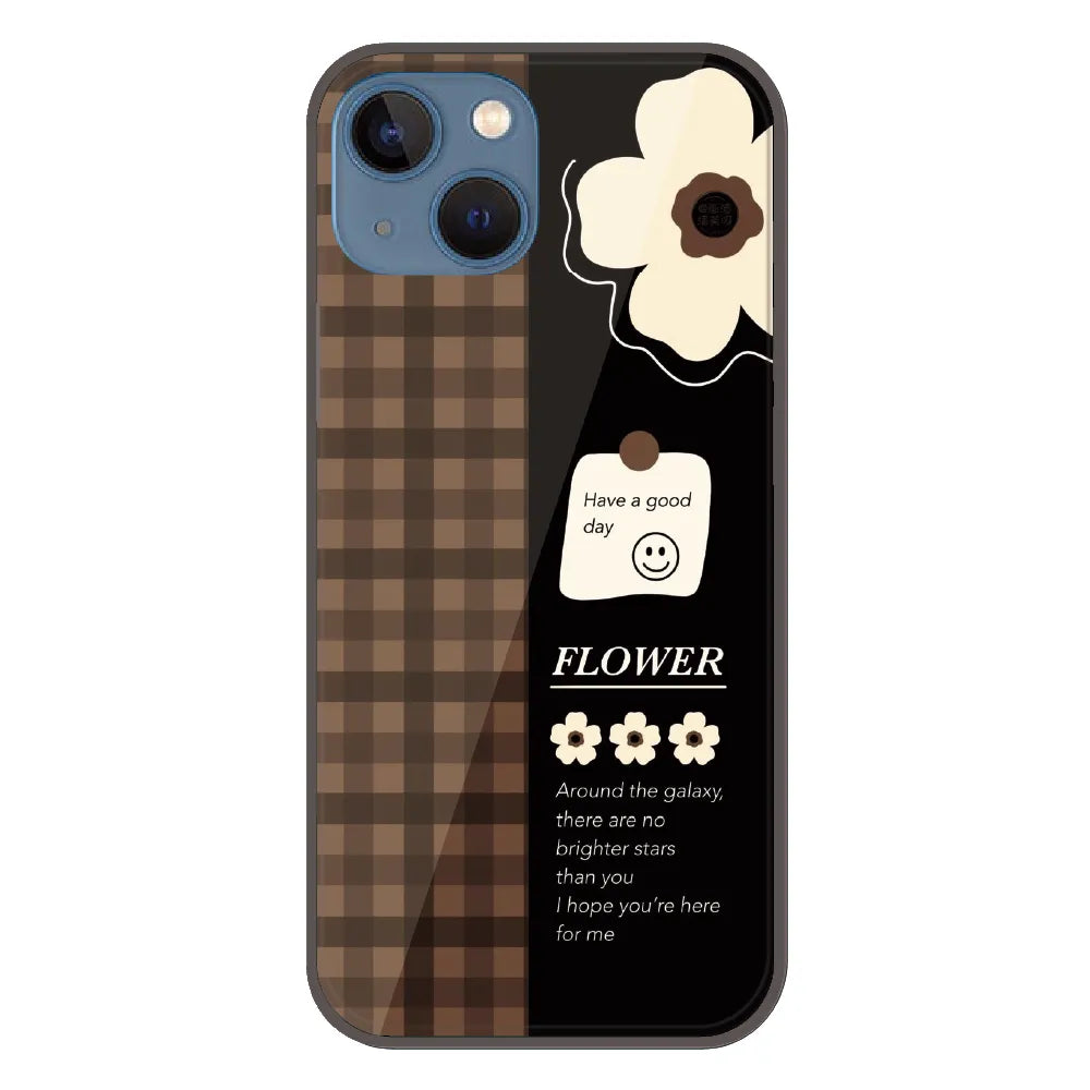 Brown Checkered Flower Quote - Printed Silicone Case For Apple iPhone 13