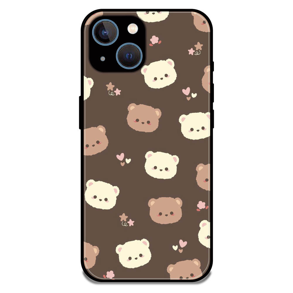 Cozy Bear Pattern - Glossy Metal Silicone Case For Apple iPhone 13
