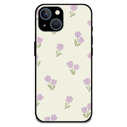 Minimal Tulip Pattern - Glossy Metal Silicone Case For Apple iPhone 13