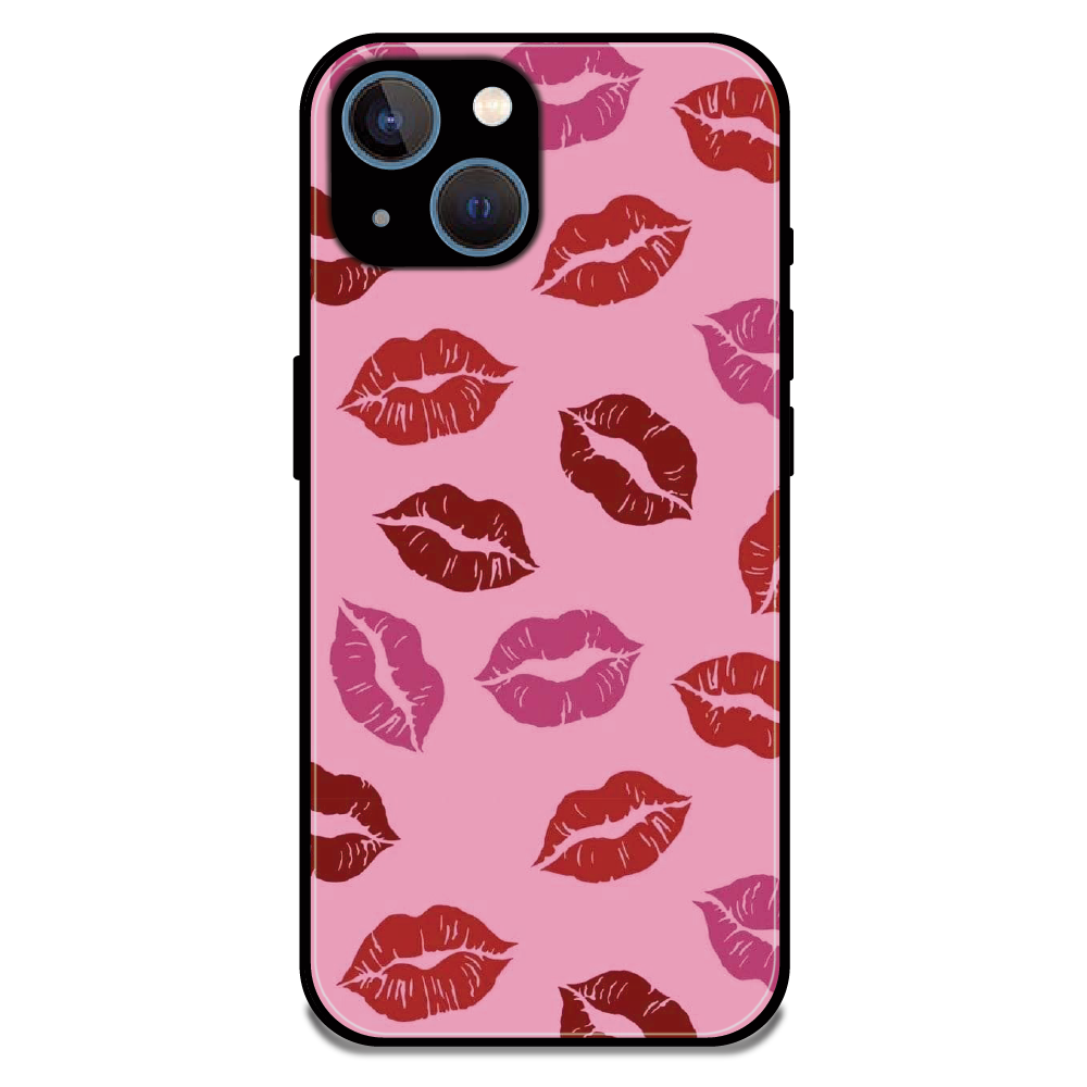 Pink Lips Pop Art Pattern - Glossy Metal Silicone Case For Apple iPhone 13
