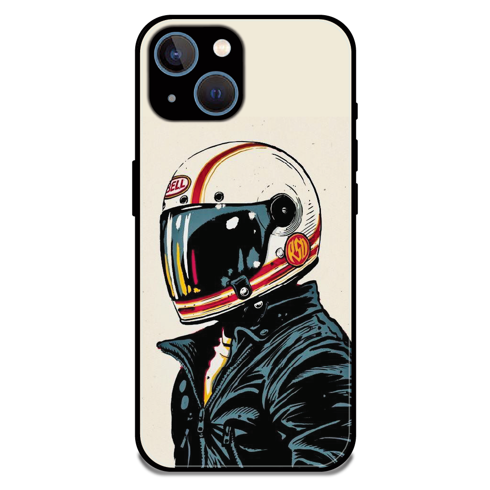 Retro Racer Helmet - Glossy Metal Silicone Case For Apple iPhone 13