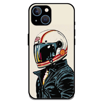 Retro Racer Helmet - Glossy Metal Silicone Case For Apple iPhone 13