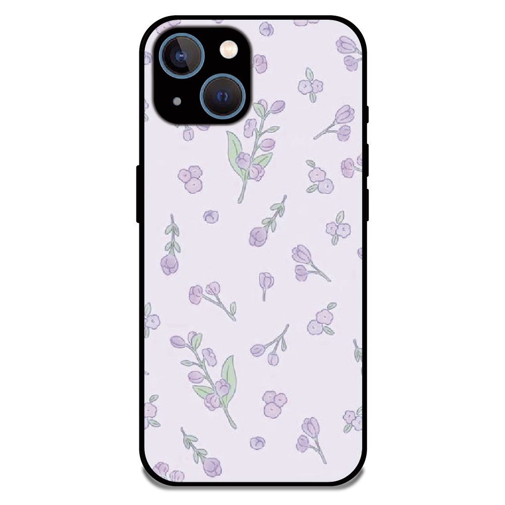 Lavender Floral Ditsy - Glossy Metal Silicone Case For Apple iPhone 13