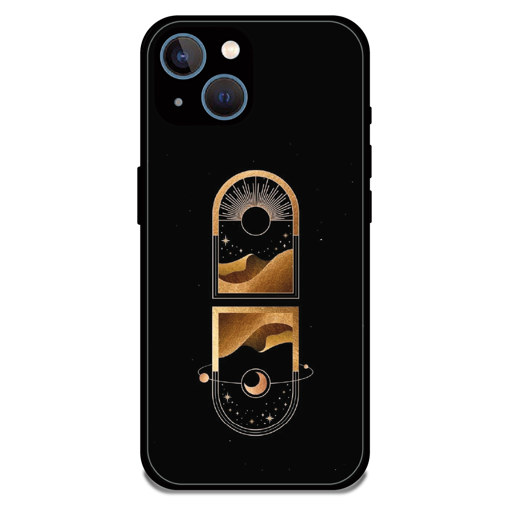 Golden Geometry - Glossy Metal Silicone Case For Apple iPhone 13