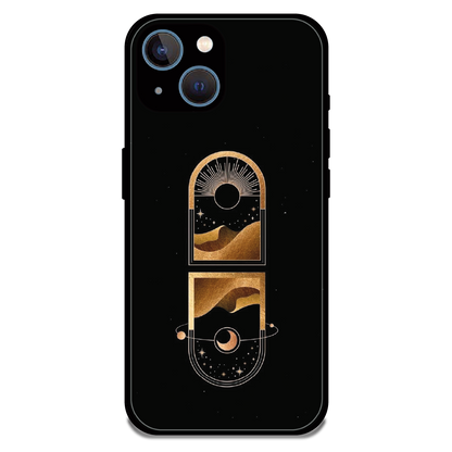 Golden Geometry - Glossy Metal Silicone Case For Apple iPhone 13