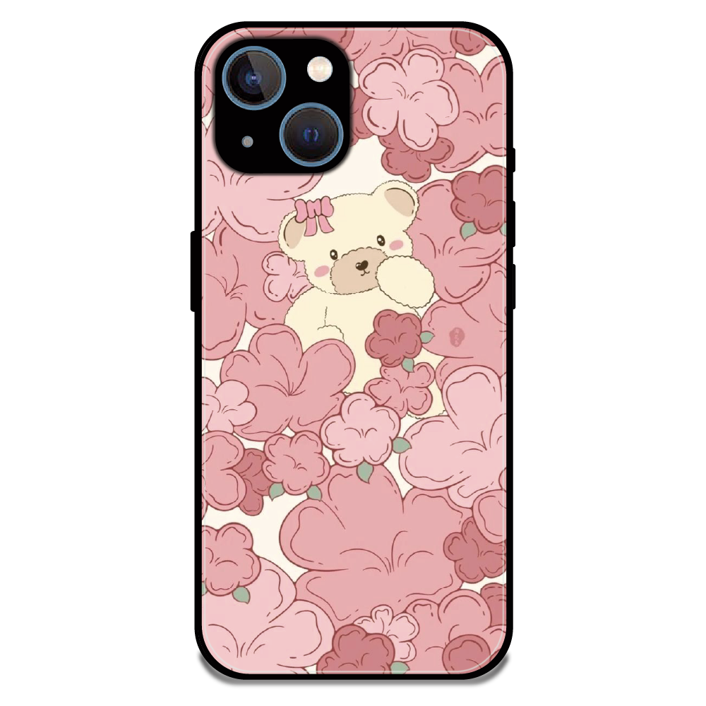 Blush Teddy Floral - Glossy Metal Silicone Case For Apple iPhone 13