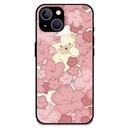 Blush Teddy Floral - Glossy Metal Silicone Case For Apple iPhone 13