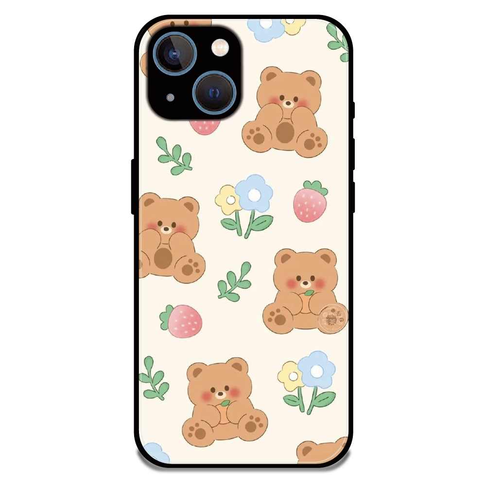 Cute Teddy Garden - Glossy Metal Silicone Case For Apple iPhone 13