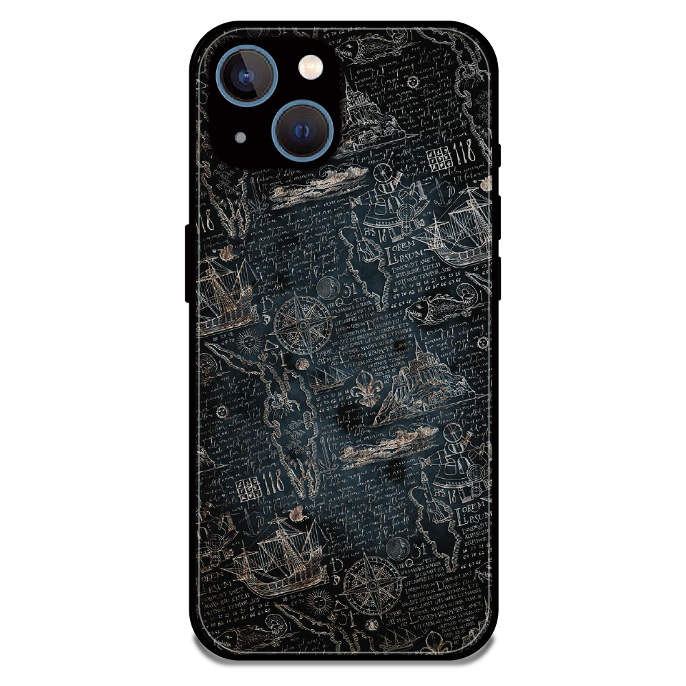 Vintage Explorer Map - Glossy Metal Silicone Case For Apple iPhone 13