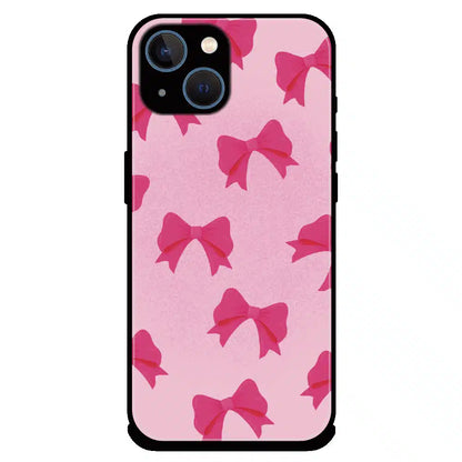 Pink Bow Aesthetic Pattern - Glossy Metal Silicone Case For Apple iPhone 13