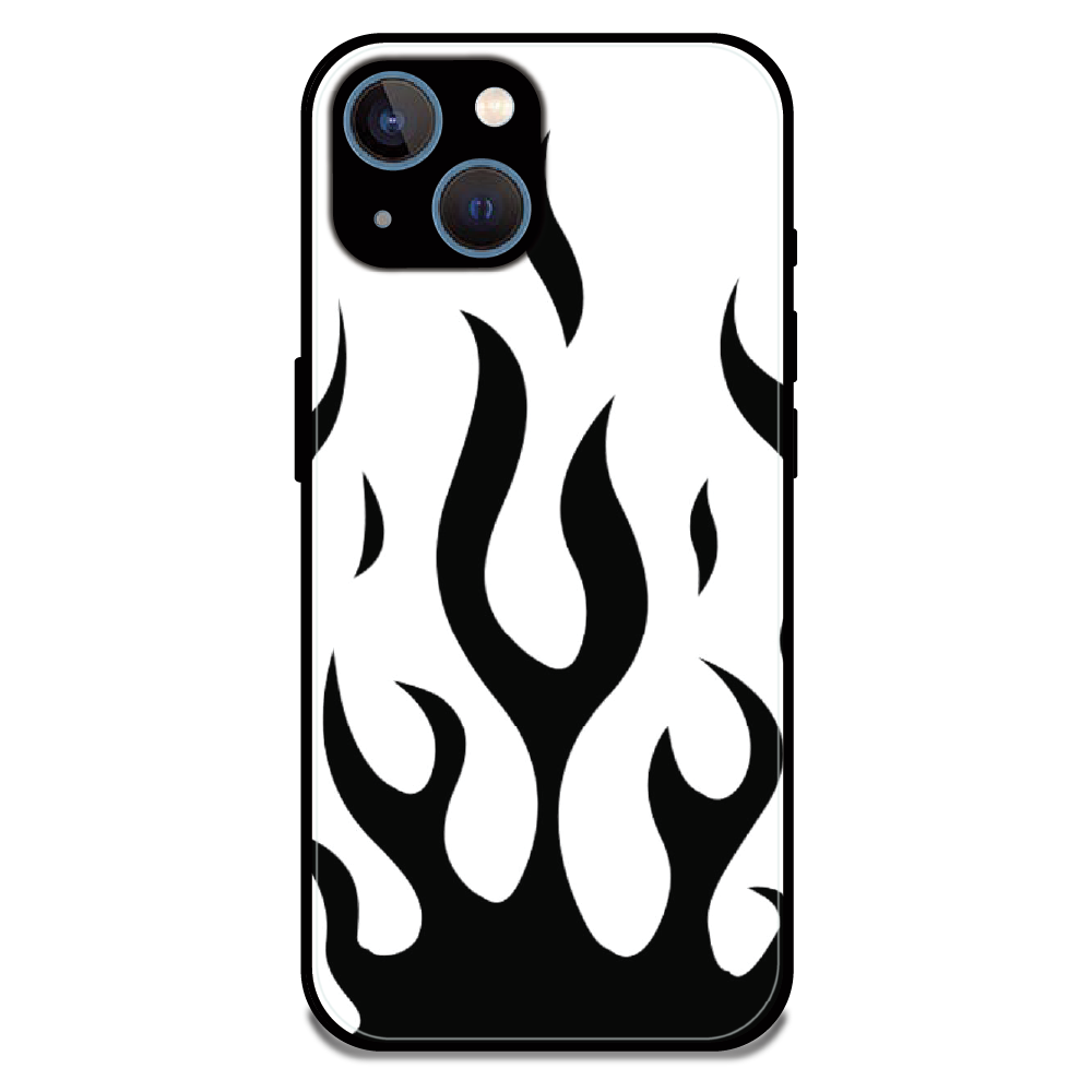 Monochrome Flame Art - Glossy Metal Silicone Case For Apple iPhone 13