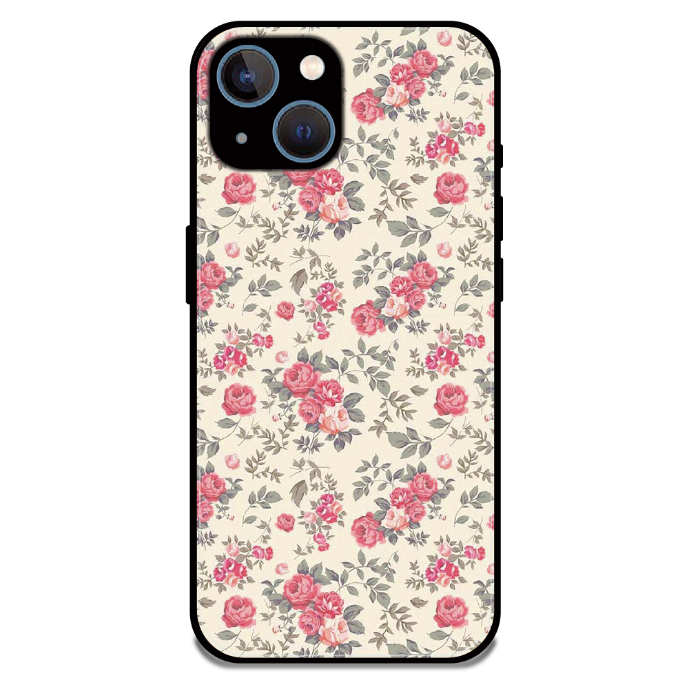 Vintage Rose Meadow - Glossy Metal Silicone Case For Apple iPhone 13
