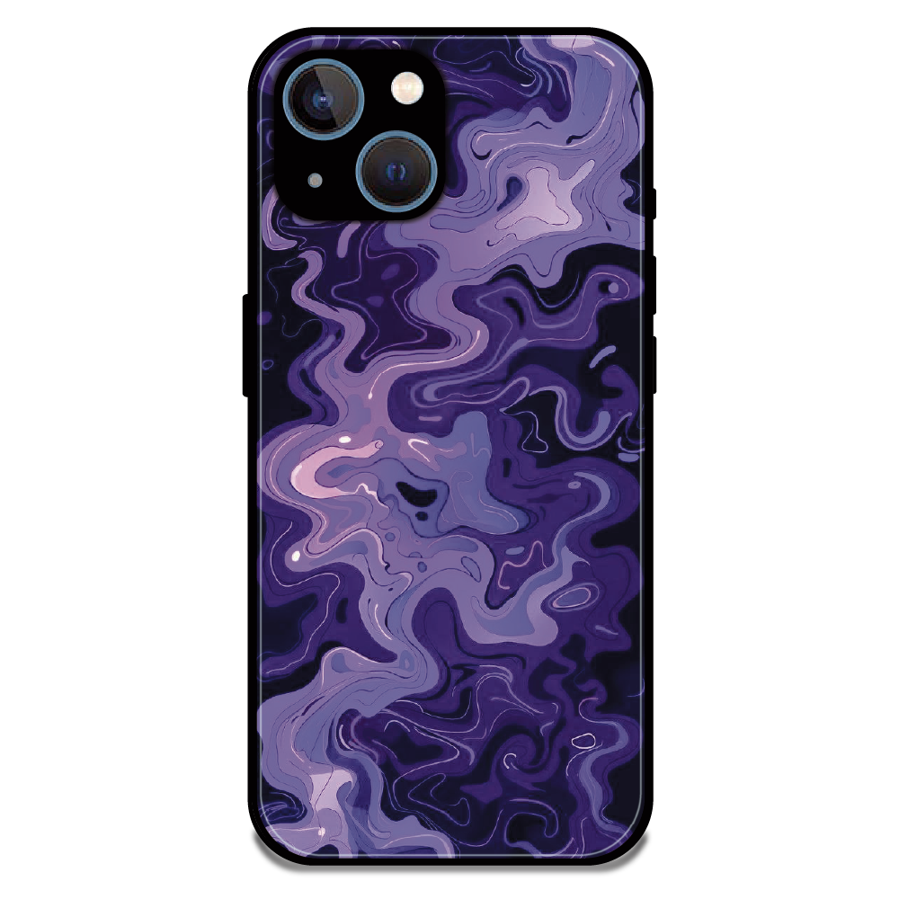 Purple Wave Abstract - Glossy Metal Silicone Case For Apple iPhone 13