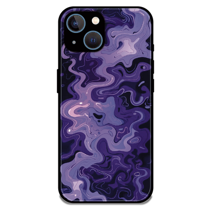 Purple Wave Abstract - Glossy Metal Silicone Case For Apple iPhone 13