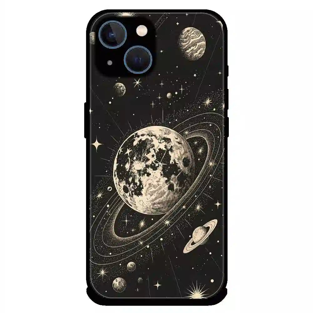 Celestial Planet Orbit - Glossy Metal Silicone Case For Apple iPhone 13