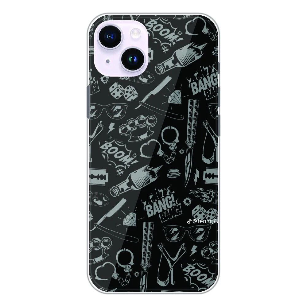 Black Graphic Street Art - Printed Silicone Case For Apple iPhone 14