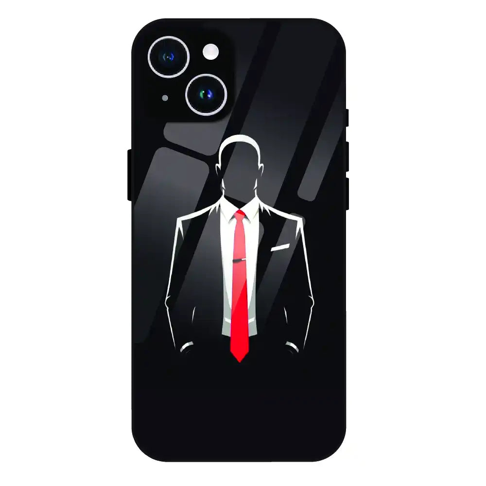 Red Tie Silhouette - Glass Case For Apple iPhone 14