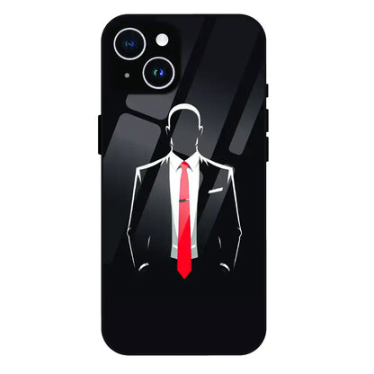 Red Tie Silhouette - Glass Case For Apple iPhone 14