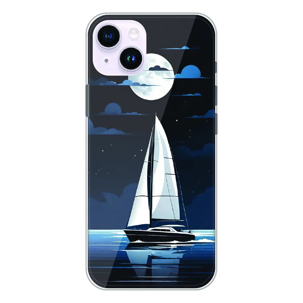 Moonlight Sailboat - Printed Silicone Case For Apple iPhone 14