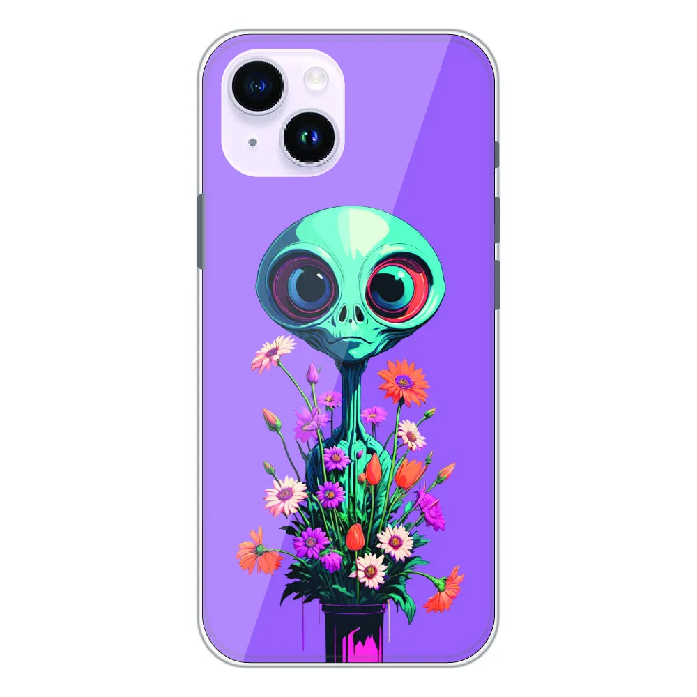 Floral Alien Fantasy - Printed Silicone Case For Apple iPhone 14