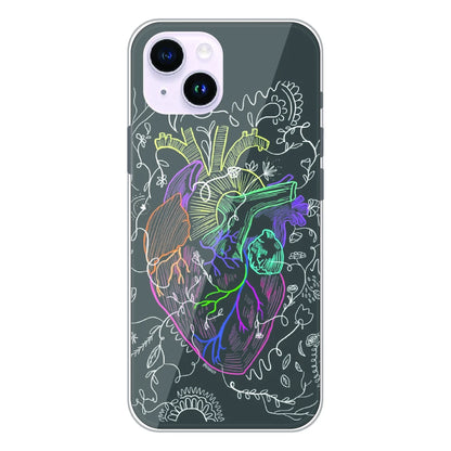 Anatomical Heart Line Art - Printed Silicone Case For Apple iPhone 14