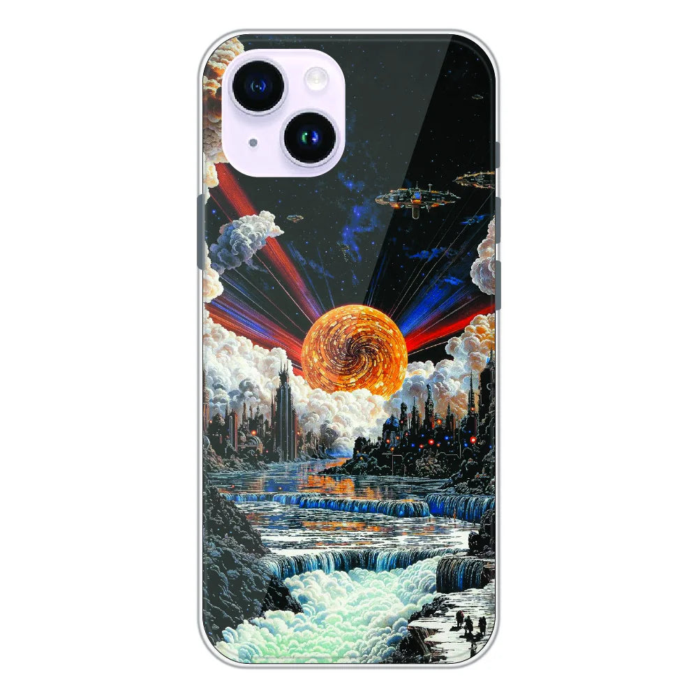 Cosmic Fantasy Sun Landscape - Printed Silicone Case For Apple iPhone 14