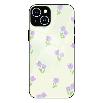 Minimal Tulip Pattern - Glass Case For Apple iPhone 14