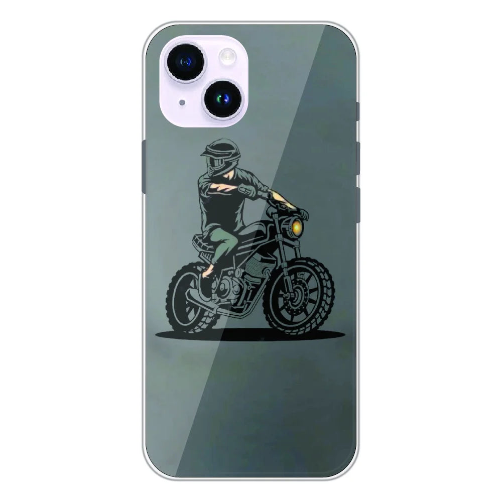Vintage Biker Rider Art - Printed Silicone Case For Apple iPhone 14