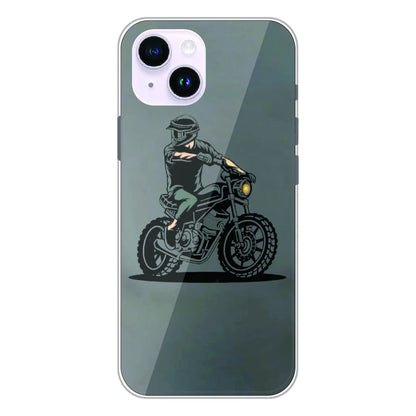 Vintage Biker Rider Art - Printed Silicone Case For Apple iPhone 14