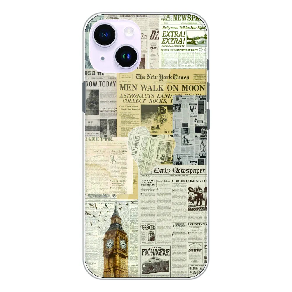 Vintage Newspaper Collage - Printed Silicone Case For Apple iPhone 14
