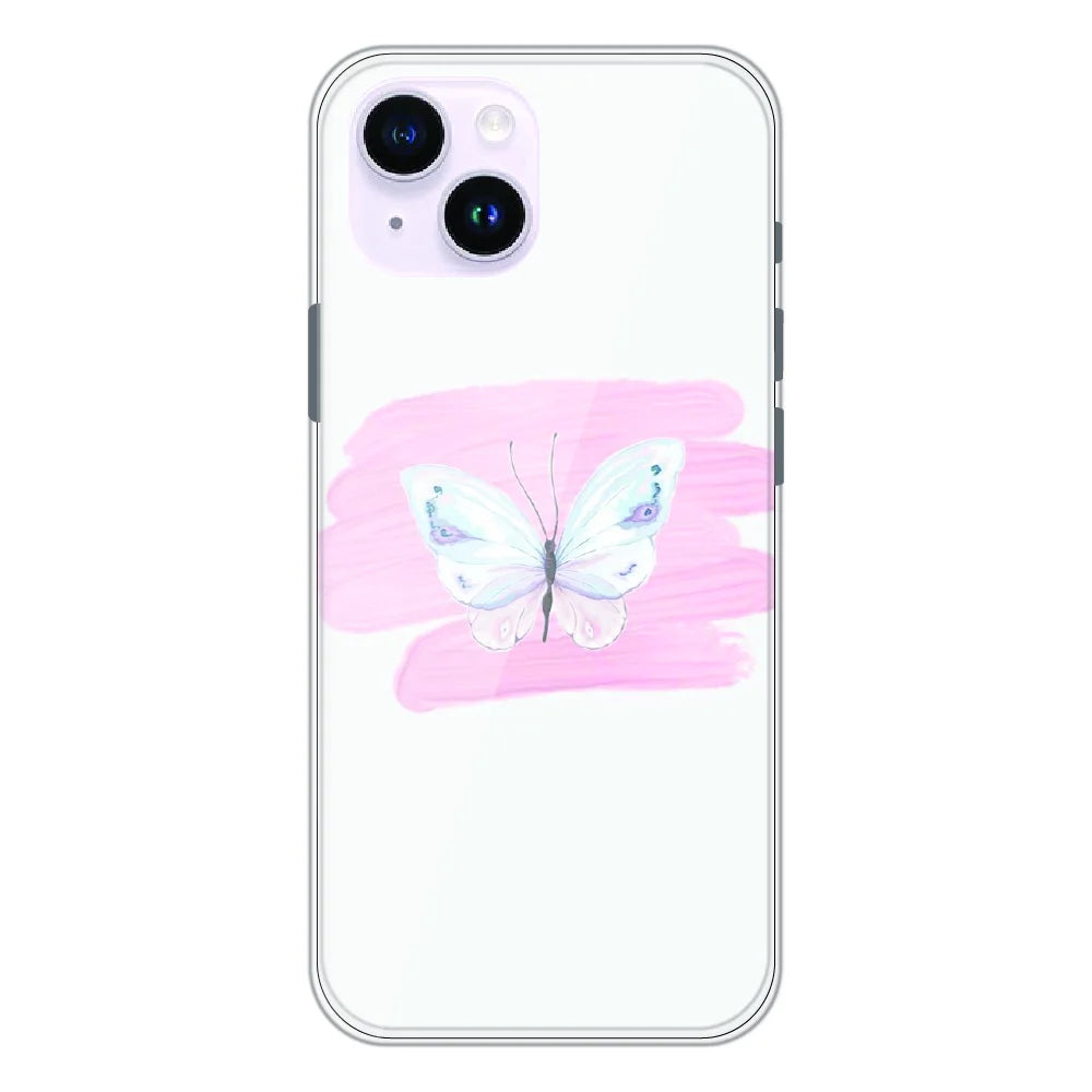 Minimal Butterfly Blush Art - Printed Silicone Case For Apple iPhone 14