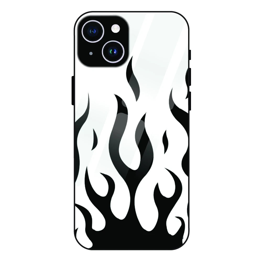 Monochrome Flame Art - Glass Case For Apple iPhone 14