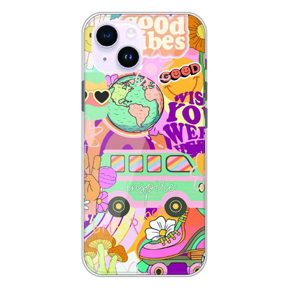 Good Vibes Retro Travel Art - Printed Silicone Case For Apple iPhone 14