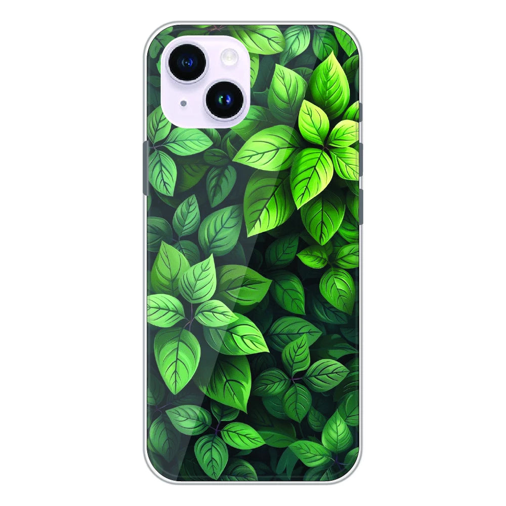 Lush Green Leaf Pattern - Printed Silicone Case For Apple iPhone 14