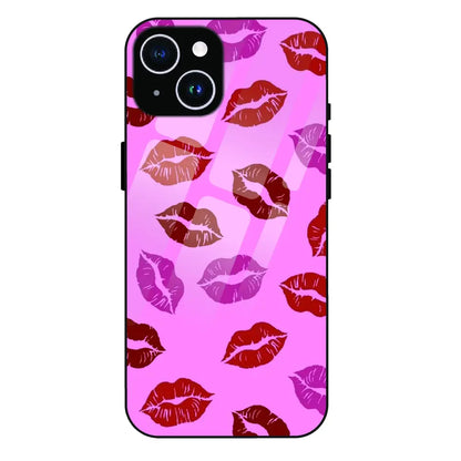 Pink Lips Pop Art Pattern - Glass Case For Apple iPhone 14