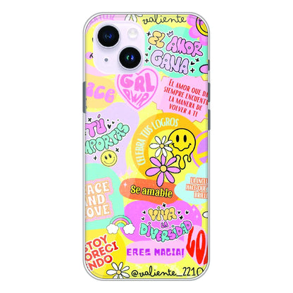 Colorful Amor Positivity Collage - Printed Silicone Case For Apple iPhone 14