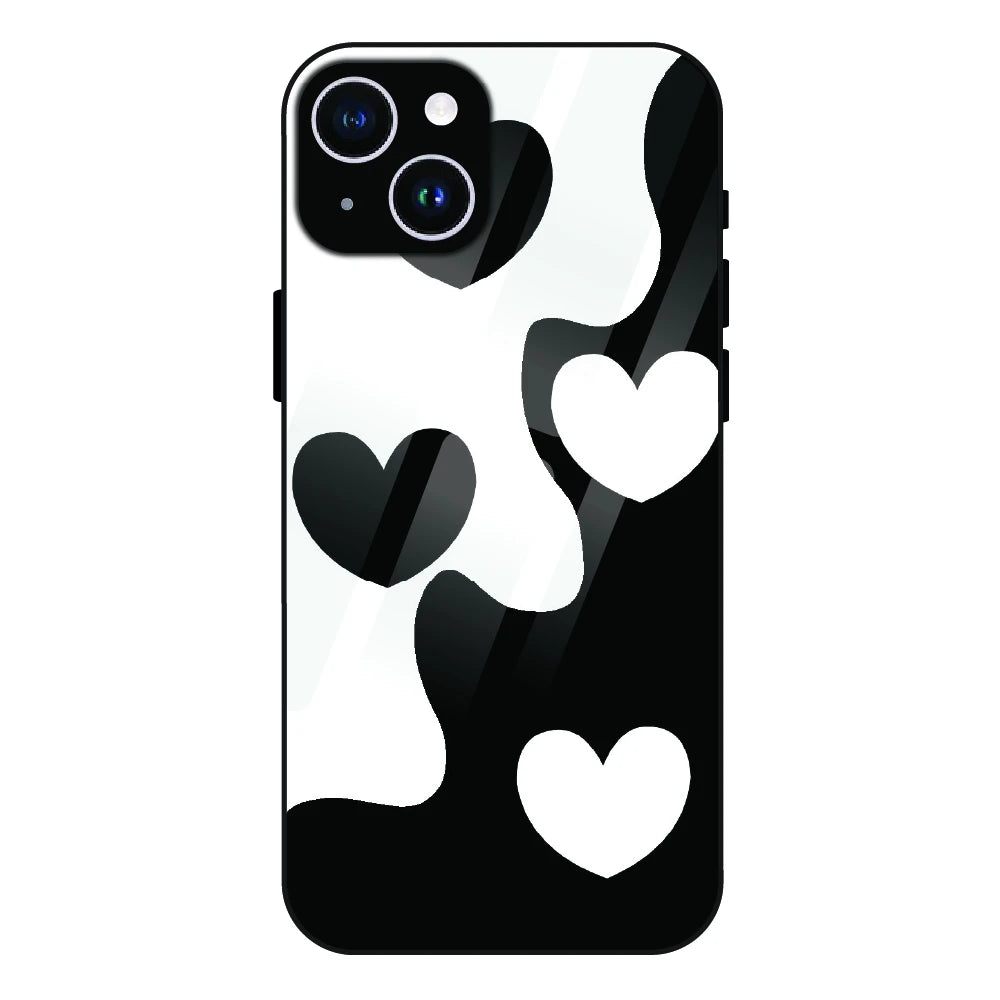 Monochrome Heart Flow - Glass Case For Apple iPhone 14