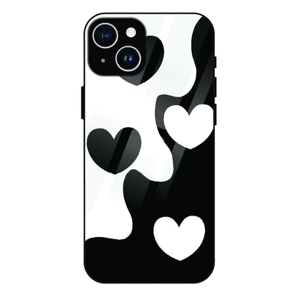 Monochrome Heart Flow - Glass Case For Apple iPhone 14