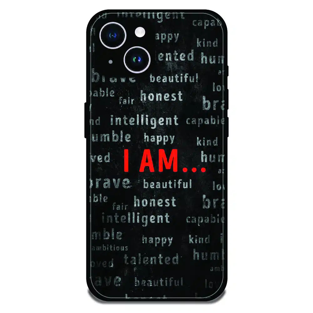I Am Affirmation Quote - Glossy Metal Silicone Case For Apple iPhone 14