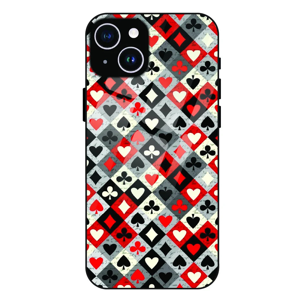 Classic Card Symbols - Glass Case For Apple iPhone 14