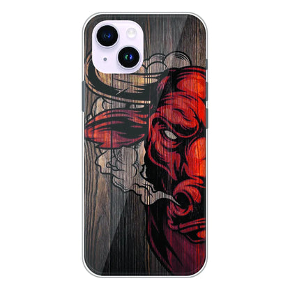 Abstract Red Mask Wood Art - Printed Silicone Case For Apple iPhone 14