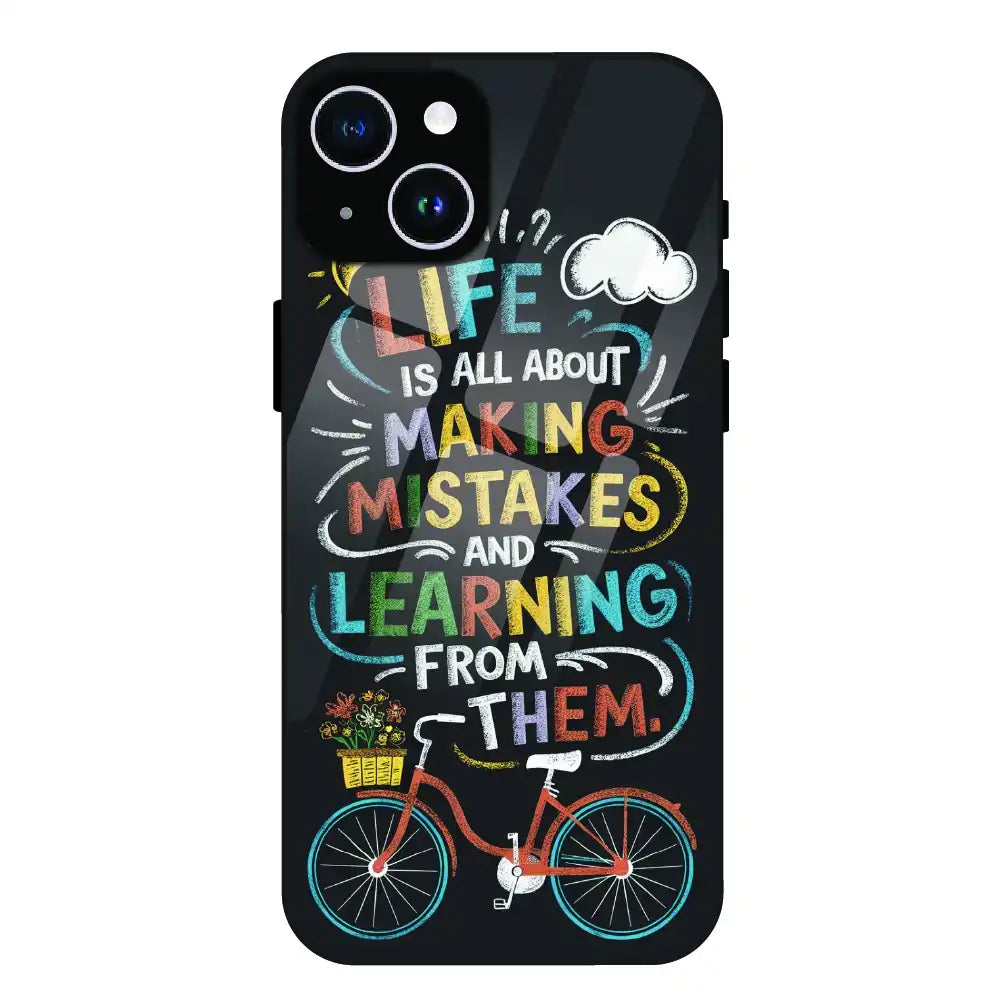 Motivational Quote Bicycle Art - Glass Case For Apple iPhone 14 Plus