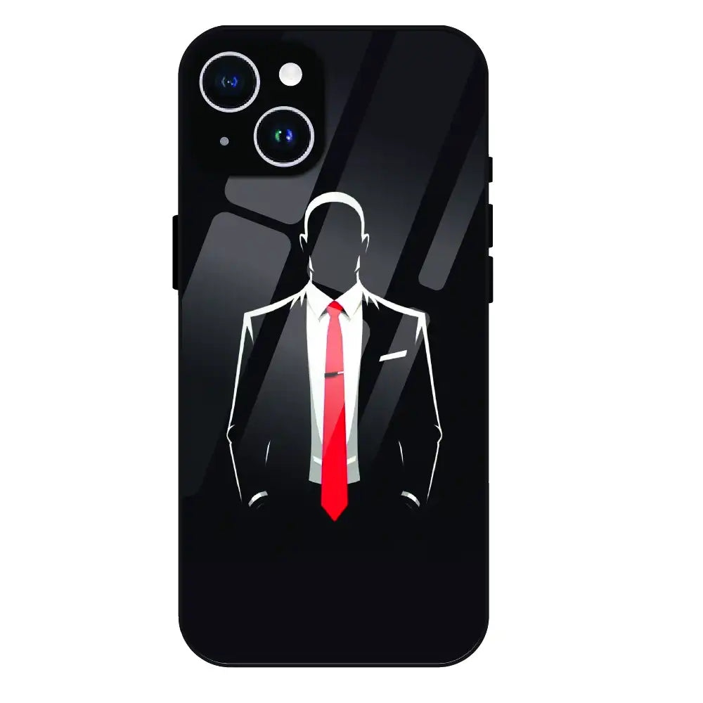Red Tie Silhouette - Glass Case For Apple iPhone 14 Plus