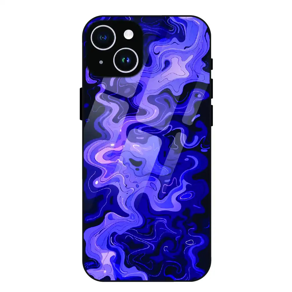 Purple Wave Abstract - Glass Case For Apple iPhone 14 Plus