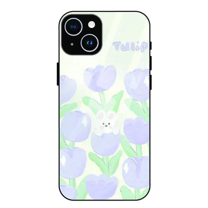 Cute Bunny Tulip - Glass Case For Apple iPhone 14 Plus