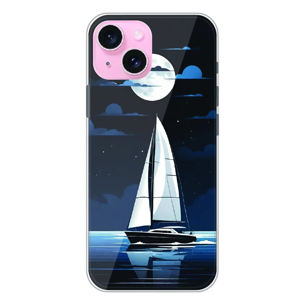 Moonlight Sailboat - Printed Silicone Case For Apple iPhone 14 Plus