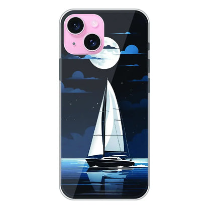 Moonlight Sailboat - Printed Silicone Case For Apple iPhone 14 Plus
