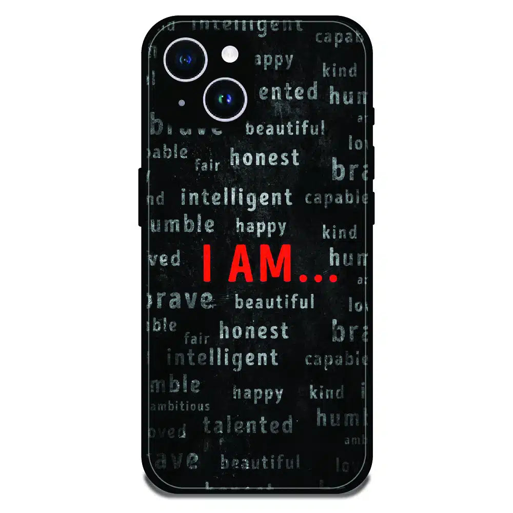 I Am Affirmation Quote - Glossy Metal Silicone Case For Apple iPhone 14 Plus