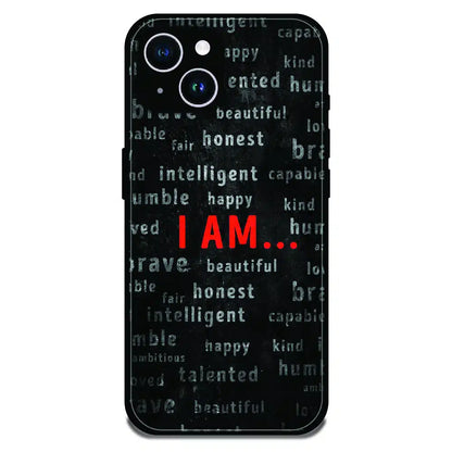 I Am Affirmation Quote - Glossy Metal Silicone Case For Apple iPhone 14 Plus