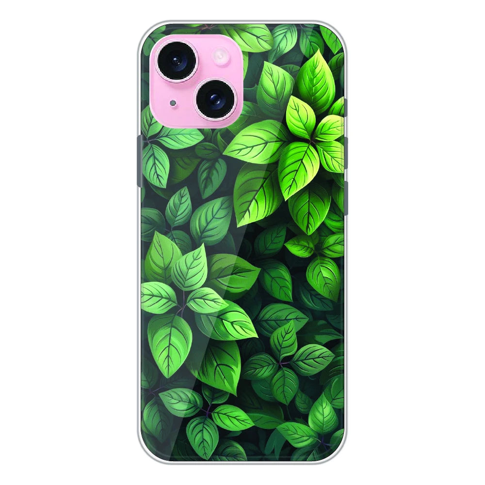 Lush Green Leaf Pattern - Printed Silicone Case For Apple iPhone 14 Plus